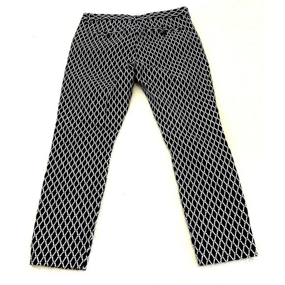 GAP Pants Women's Slim City Fit Navy & White Print Ankle 8R - Picture 2 of 7